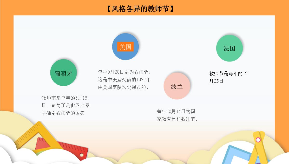 橙色卡通风教师节节日介绍PPT模板_20