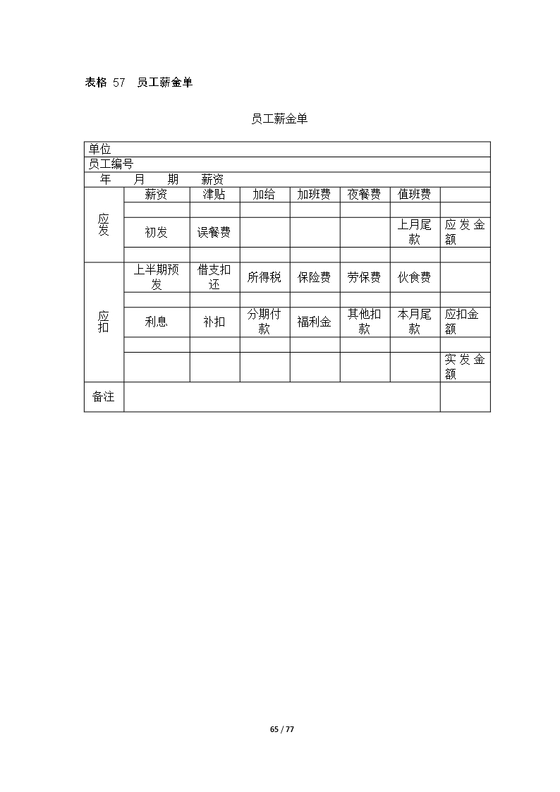 67个企业薪酬设计常用表格word文档Word模板_65