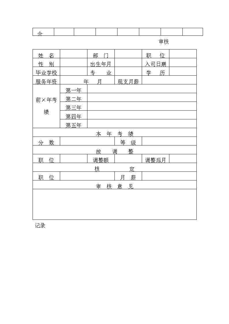 人事管理薪酬管理全套表格word文档Word模板_17