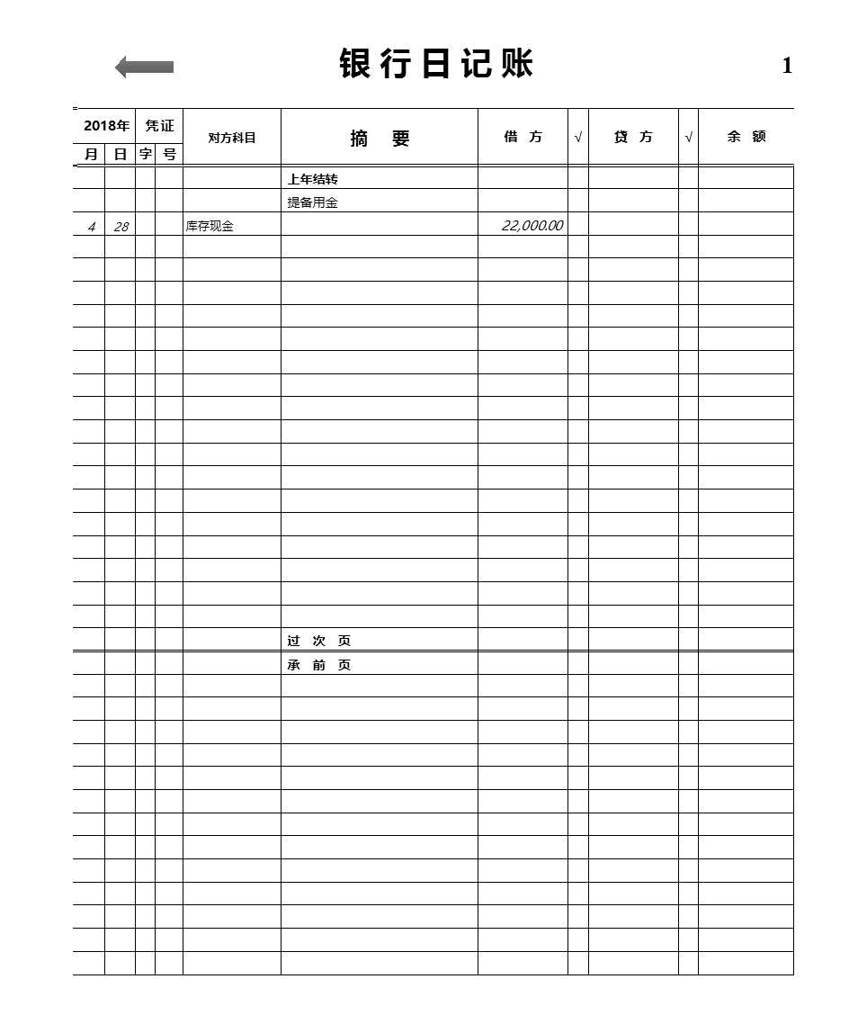 银行现金日记账Excel模板_02