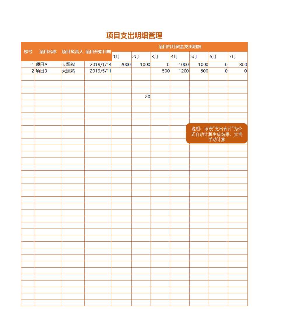 财务收支项目管理自动化报表系统Excel模板_04