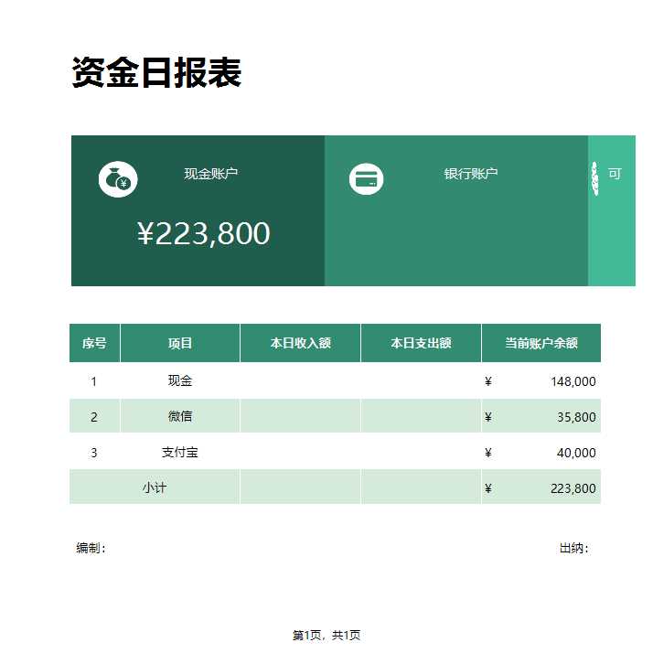 出纳财务管理系统Excel模板_04