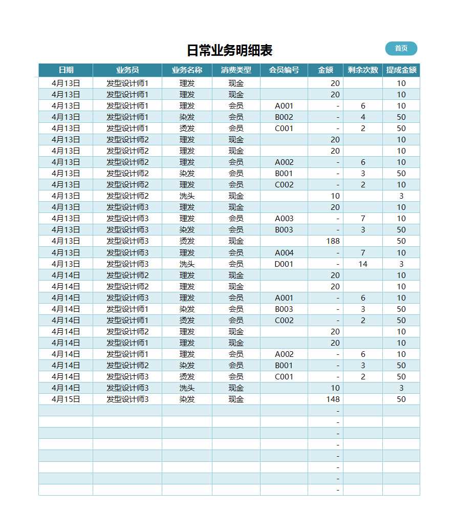 美发店会员管理系统Excel模板_02