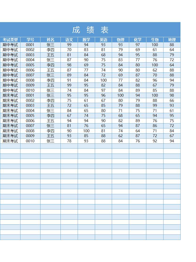 学生成绩管理Excel模板_02