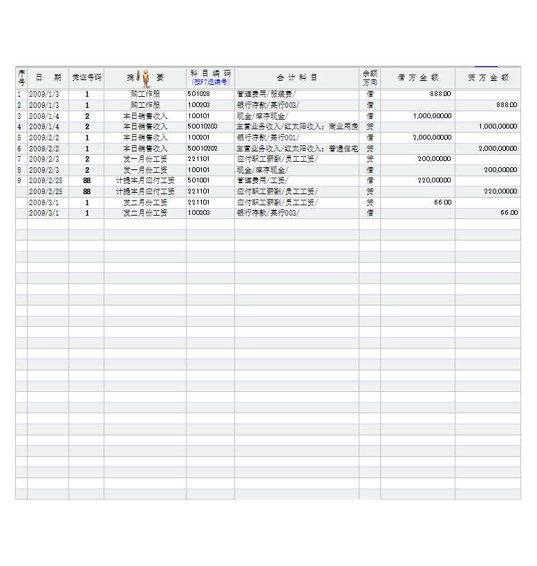 EXCEL财务记账系统流水台帐明细科目总分类账Excel模板_04
