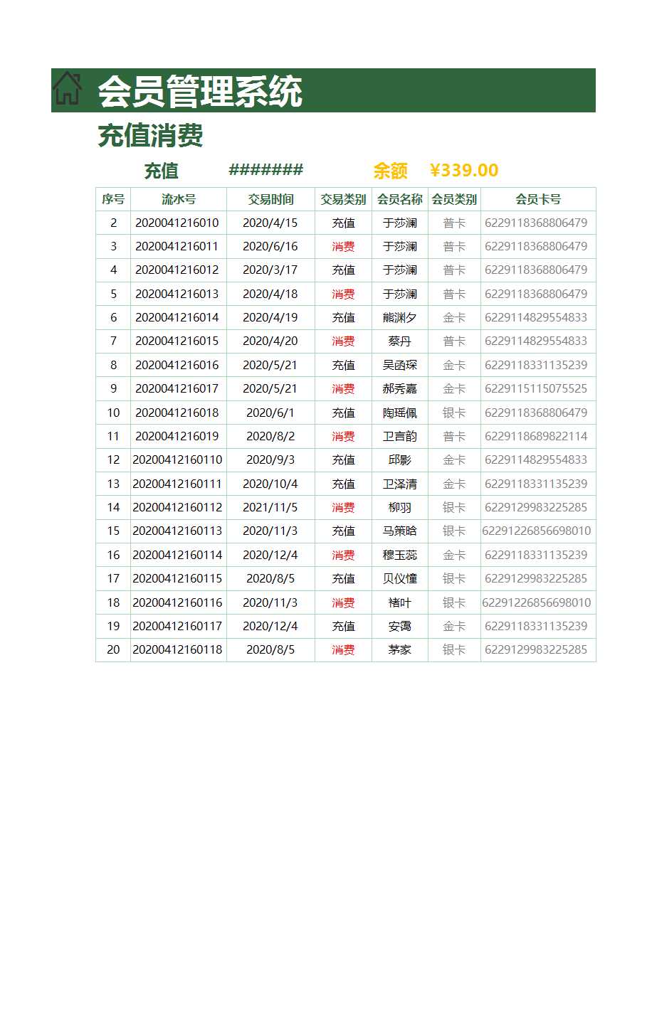 会员管理系统Excel模板_04