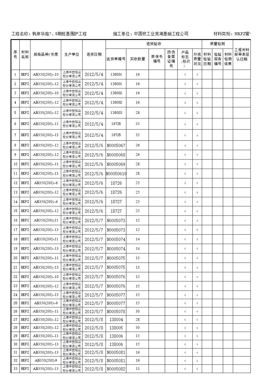 建設工程材料采購綜合管理臺帳Excel模板