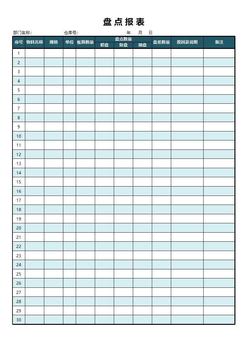 盤點報表Excel模板