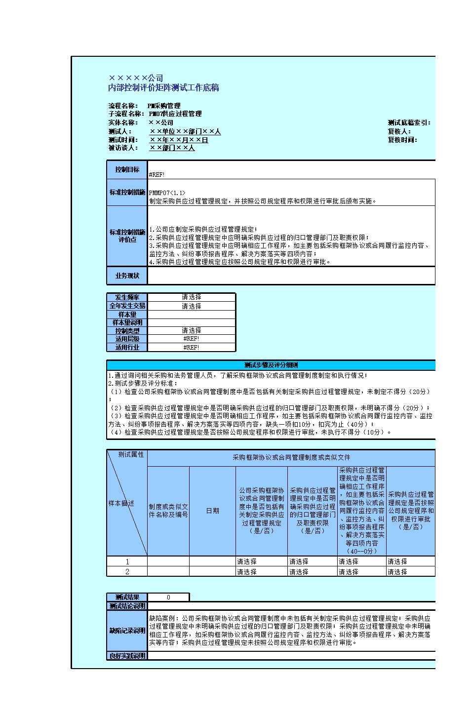 !控制活动(采购管理)Excel模板_16