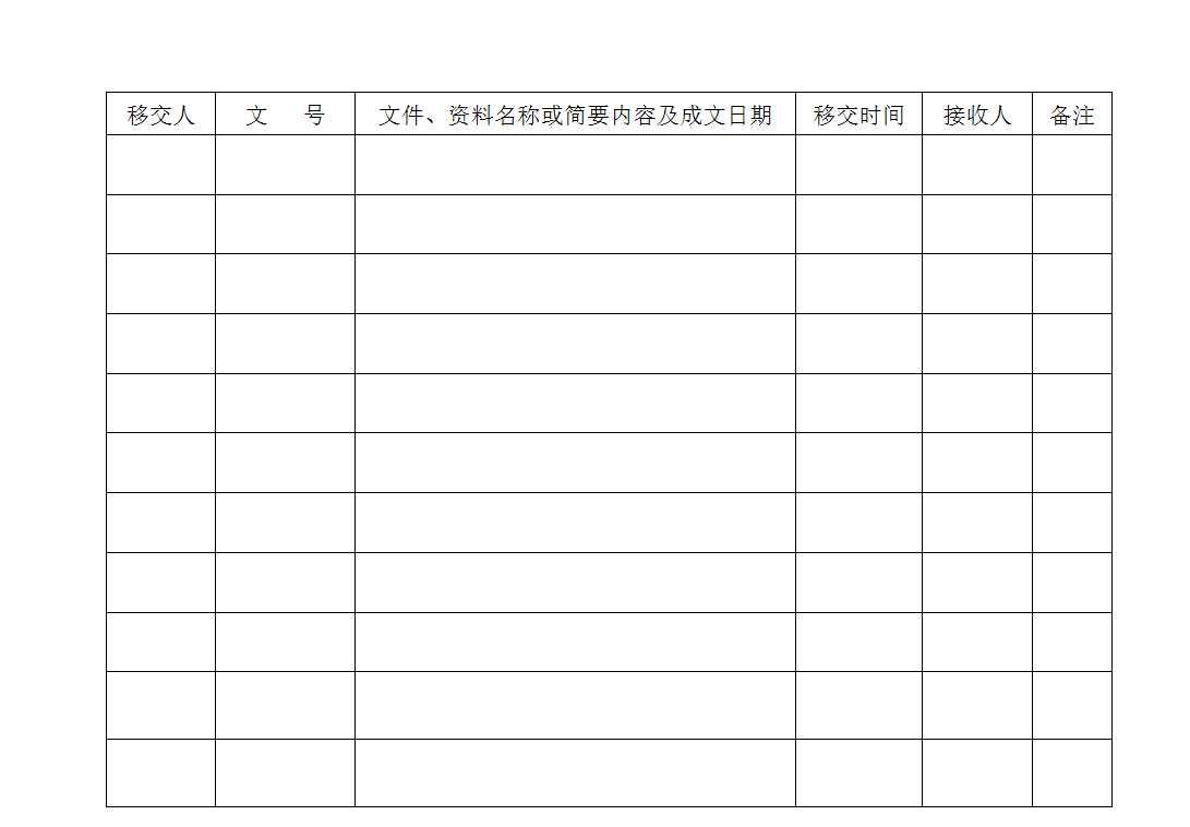 交接登记表Excel模板