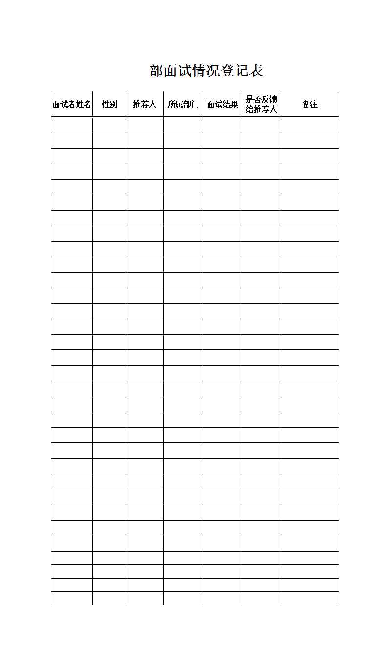 面试情况登记表Excel模板
