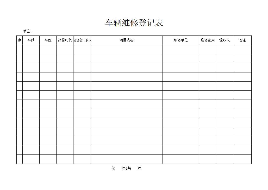 企业车辆管理登记表Excel模板_03