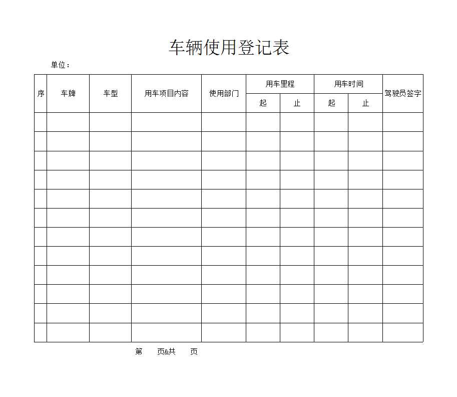 企业车辆管理登记表Excel模板_02