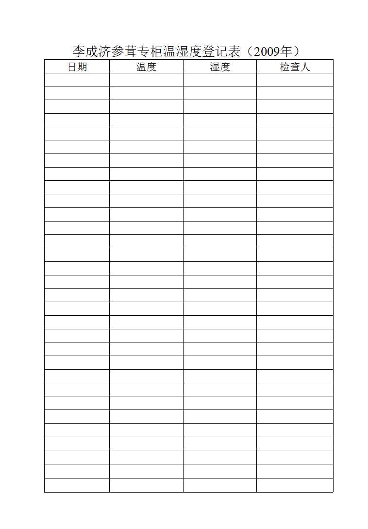 溫度登記表Excel模板