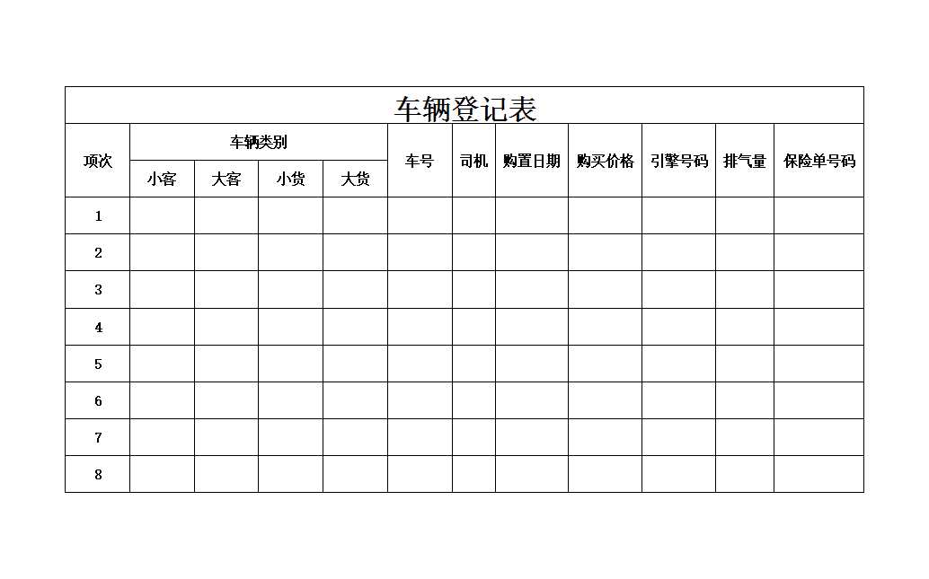 車輛管理表格Excel模板