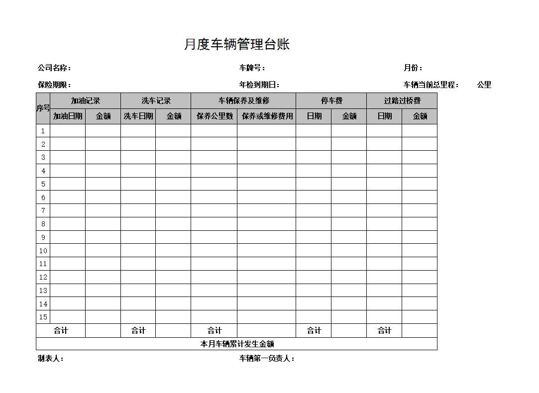 公司车辆管理记录表Excel模板_02