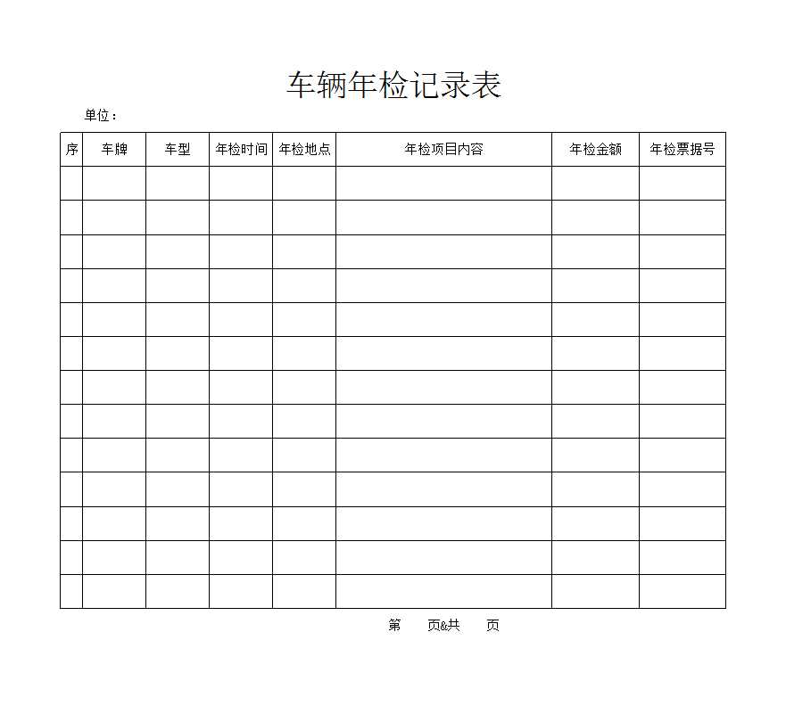 企业车辆管理登记表Excel模板_06