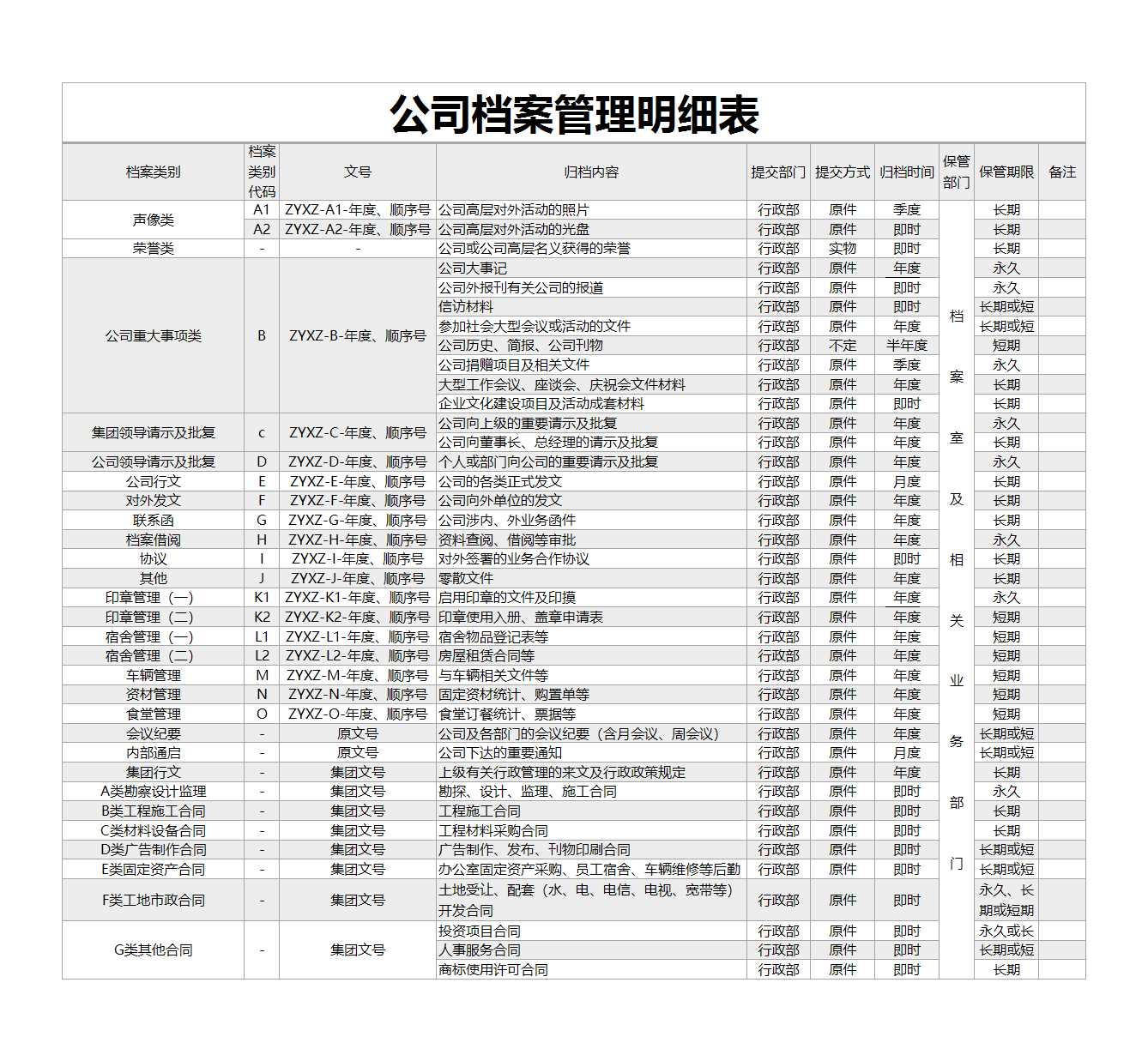 档案管理明细表Excel模板_02