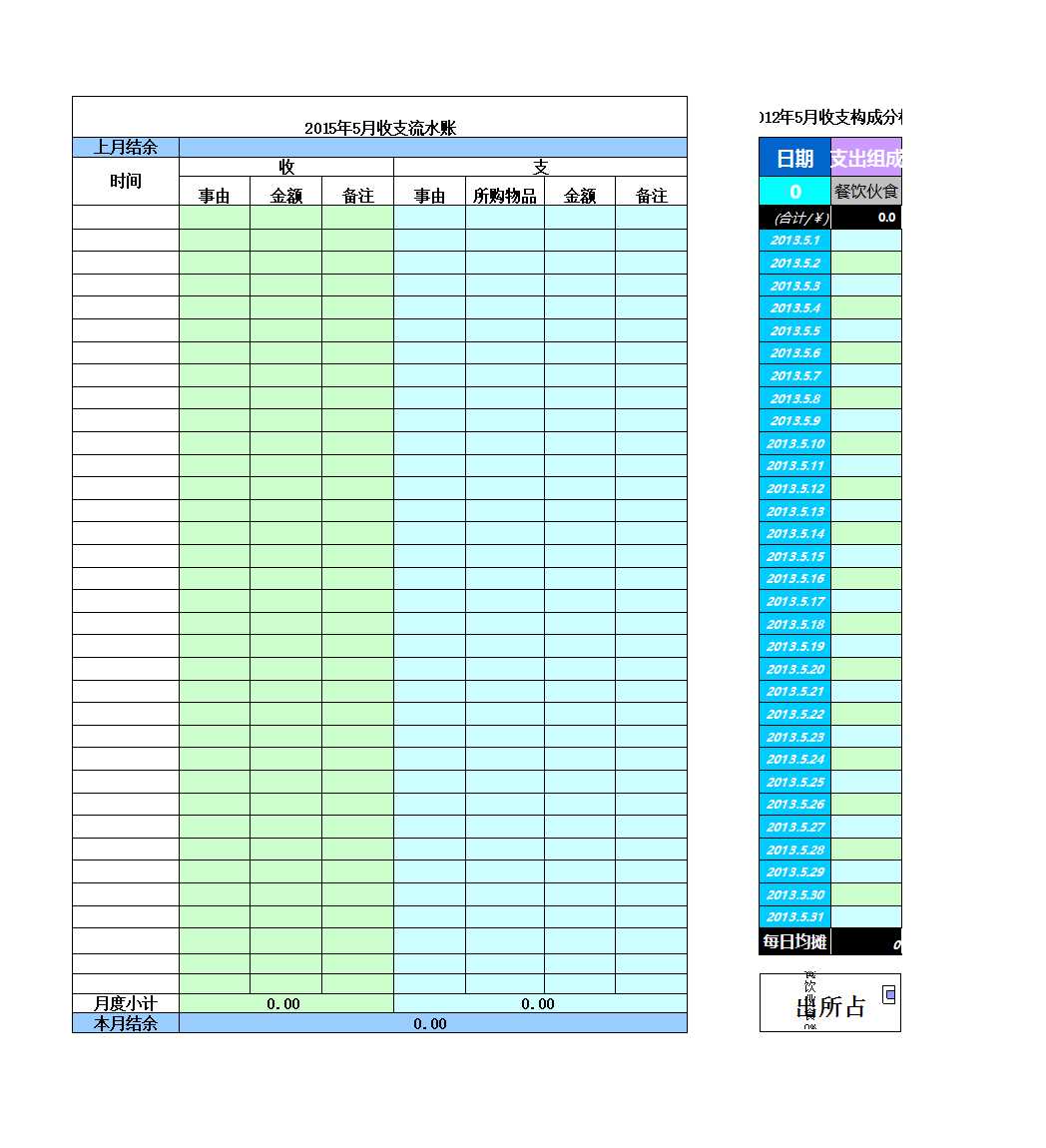 个人记账表格Excel模板_06