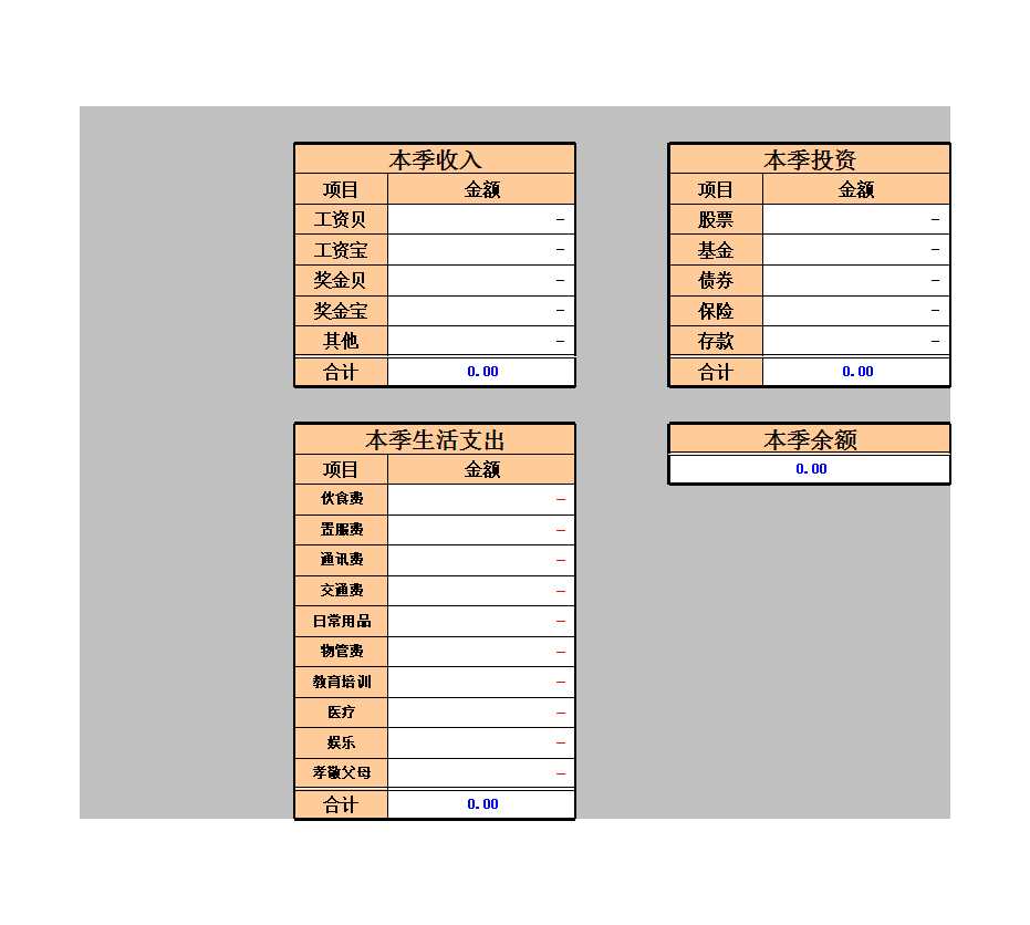 个人日常生活记账表Excel模板_04