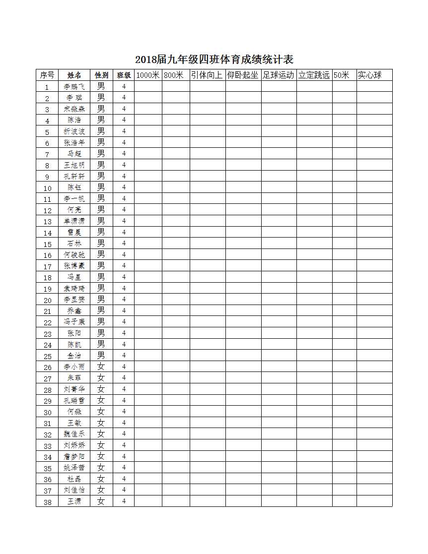 体育考试成绩表Excel模板_04