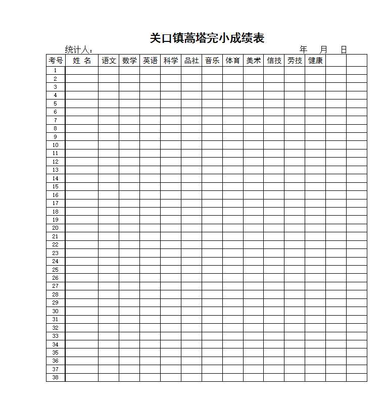 年级成绩表Excel模板