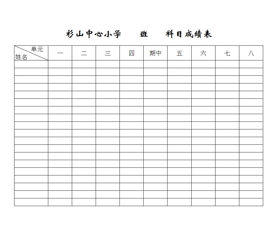 學(xué)科考核成績表Excel模板