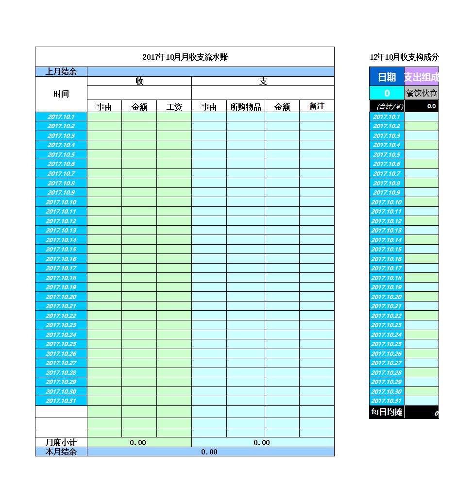 2023年个人记账表格Excel模板_11