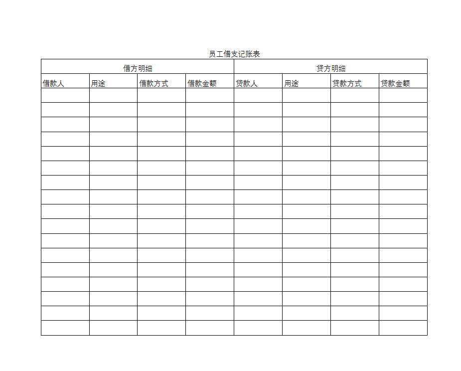 员工借支记账表Excel模板