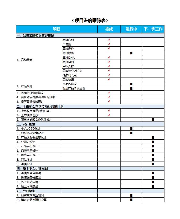 项目进度跟踪表Excel模板