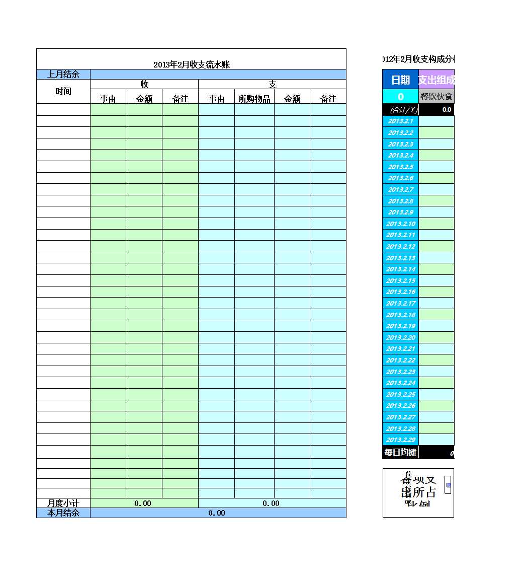 个人记账表格Excel模板_03