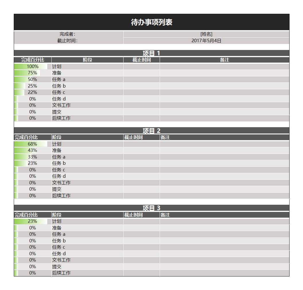 待办事项列表Excel模板