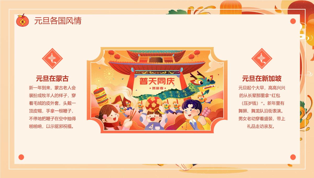 橙红中国风新年元旦放假通知主题班会PPT模板_09