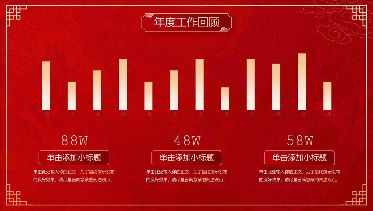 红色中国风金龙贺岁龙年工作总结汇报PPT模板_05