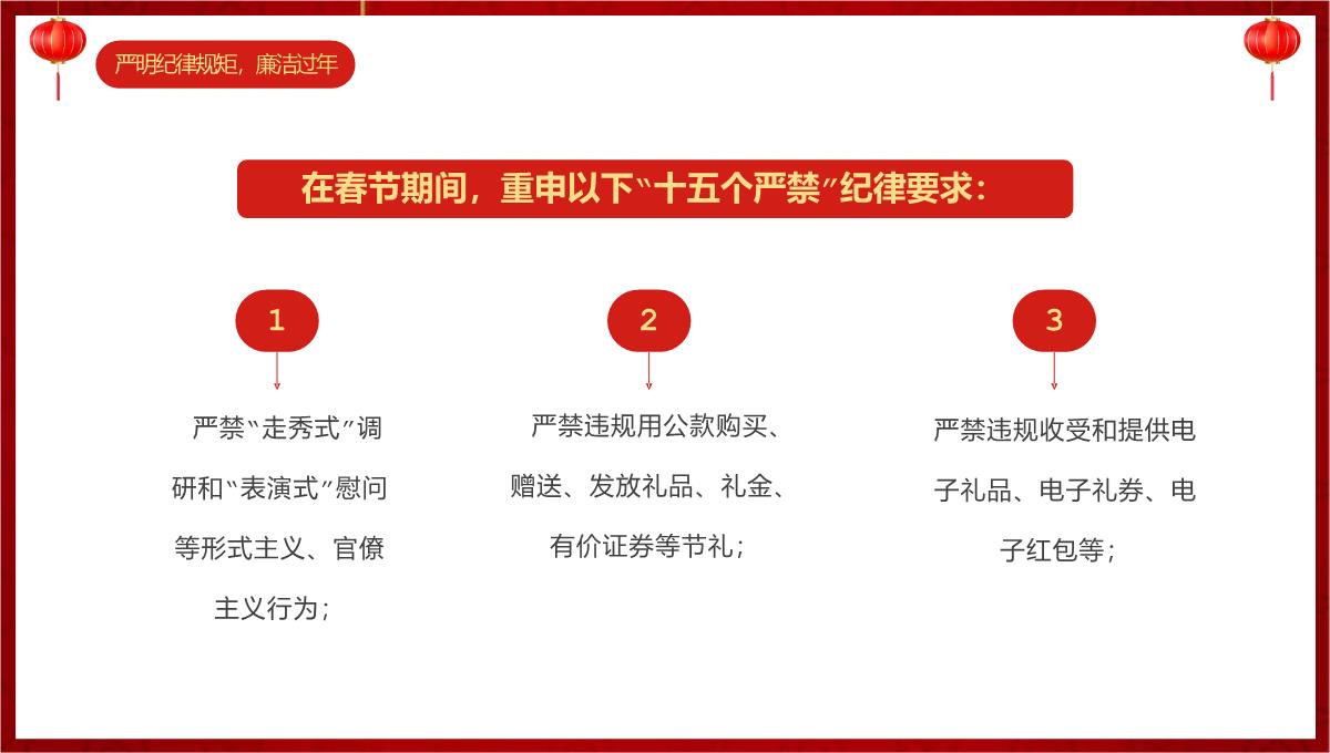 红色中国风20XX春节廉政廉洁教育主题会议PPT模板_05