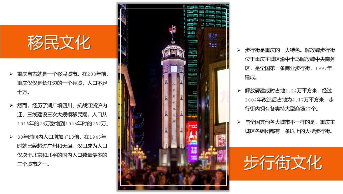 蓝橙撞色天府之国魅力重庆城市简介旅游攻略PPT模板_10