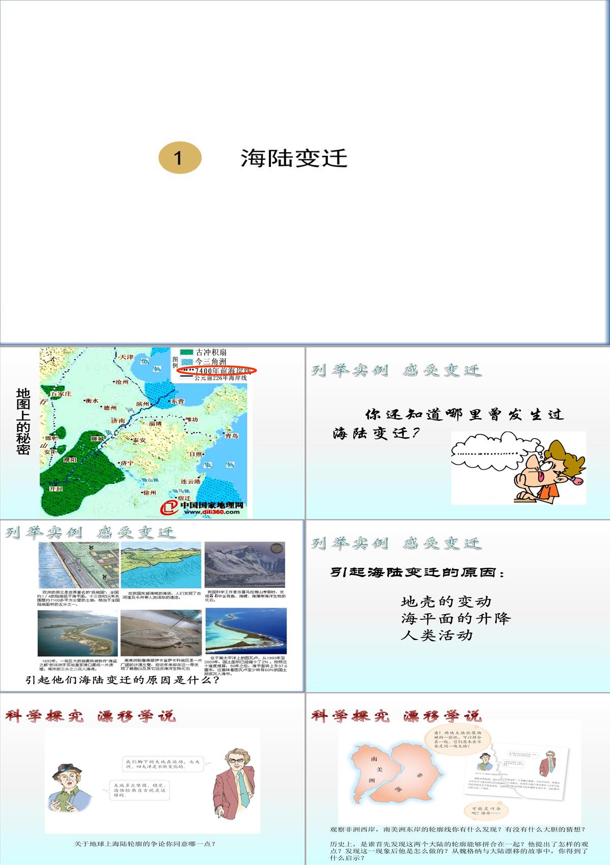 新人教版地理七年級上冊第2章第2節海陸變遷課件PPT模板