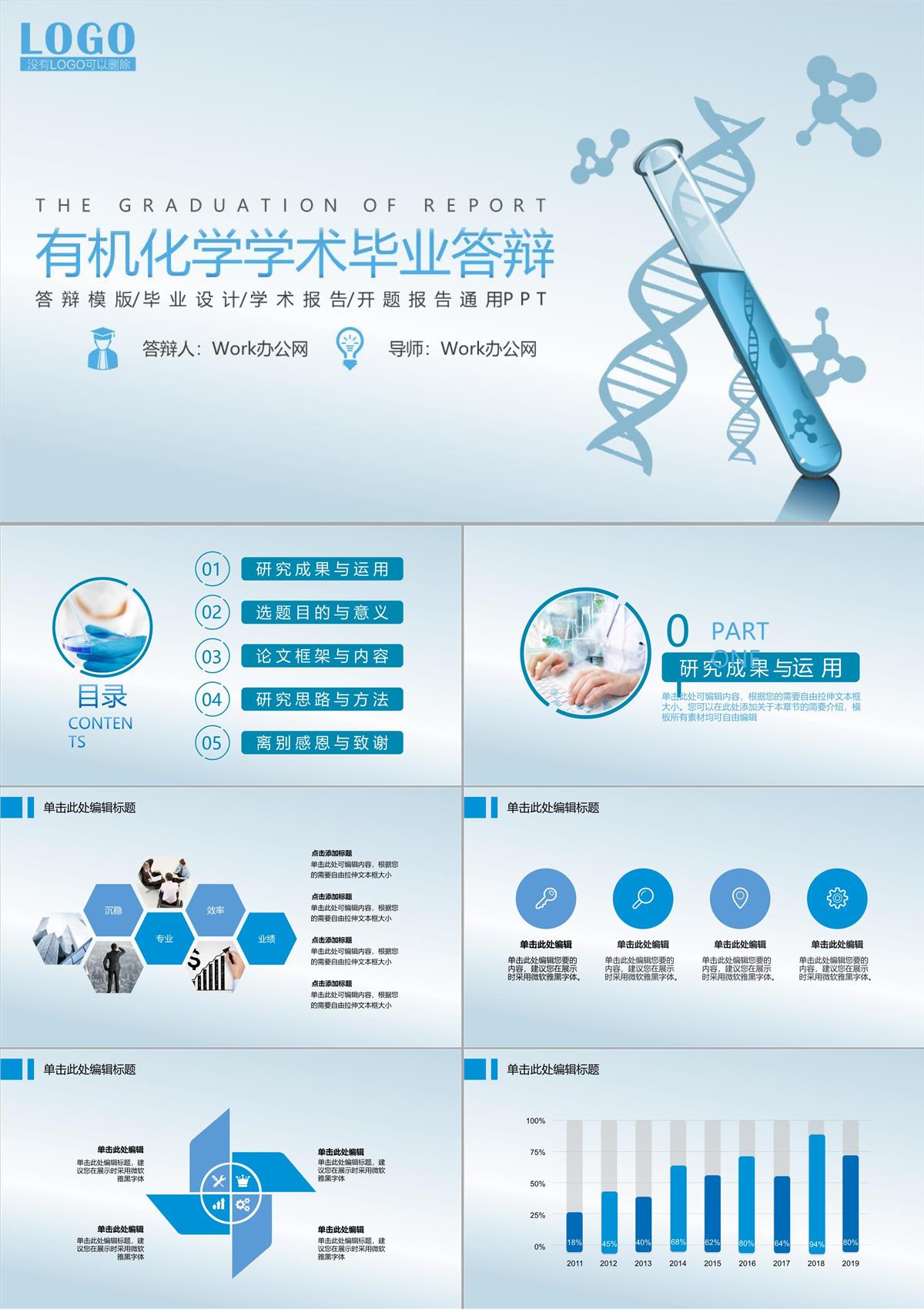 有機化學學術畢業答辯開題報告通用PPT模板