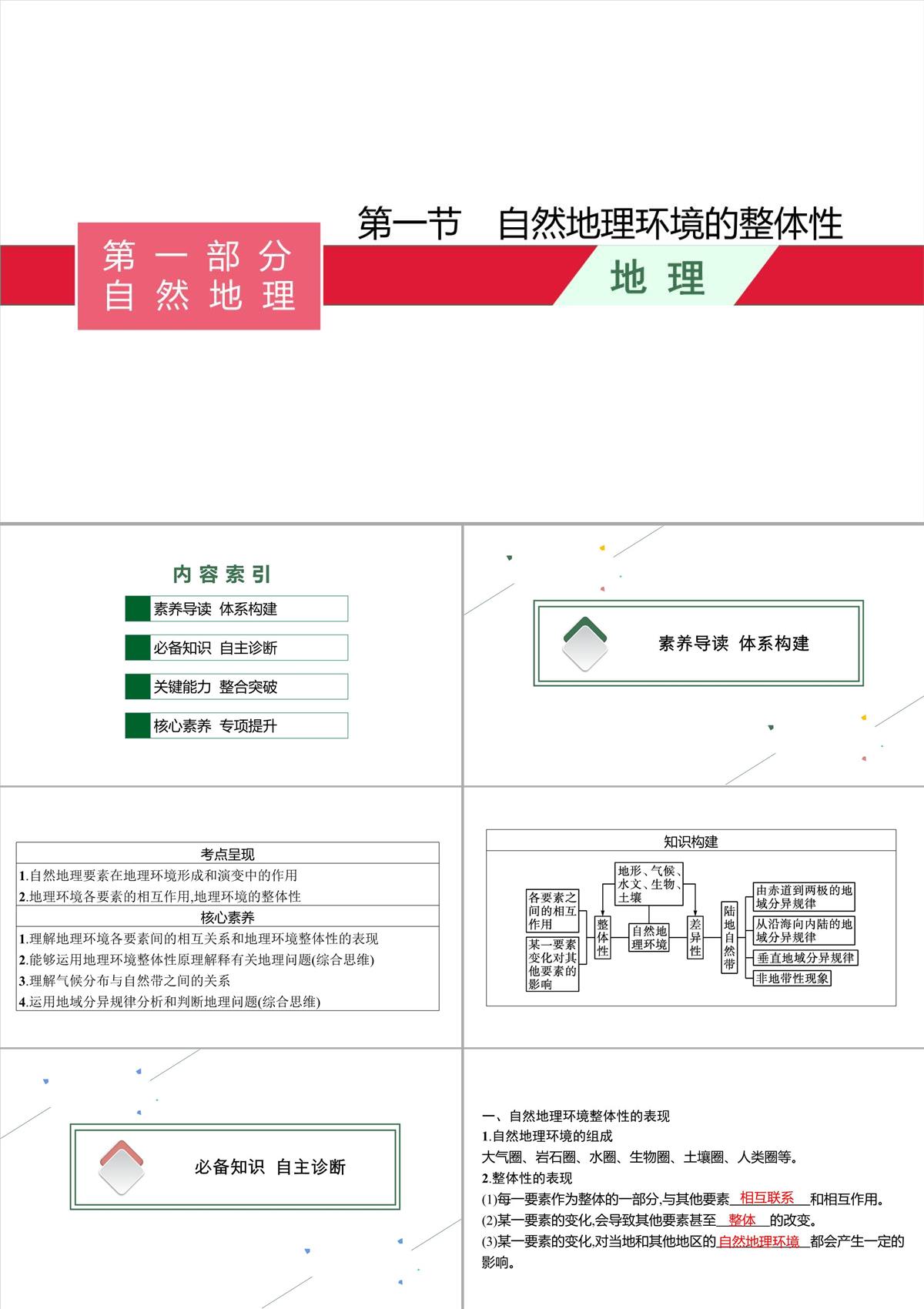 高考湘教版一輪復習第四章-第一節-自然地理環境的整體性課件PPT模板