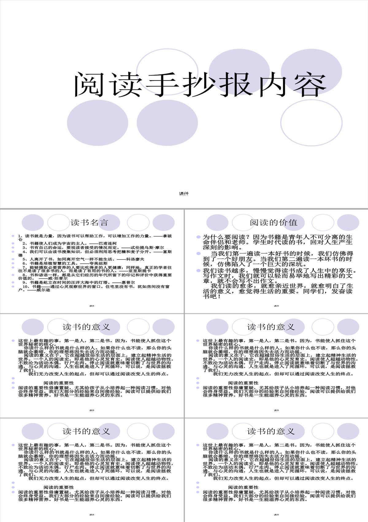 阅读手抄报内容.ppt模板