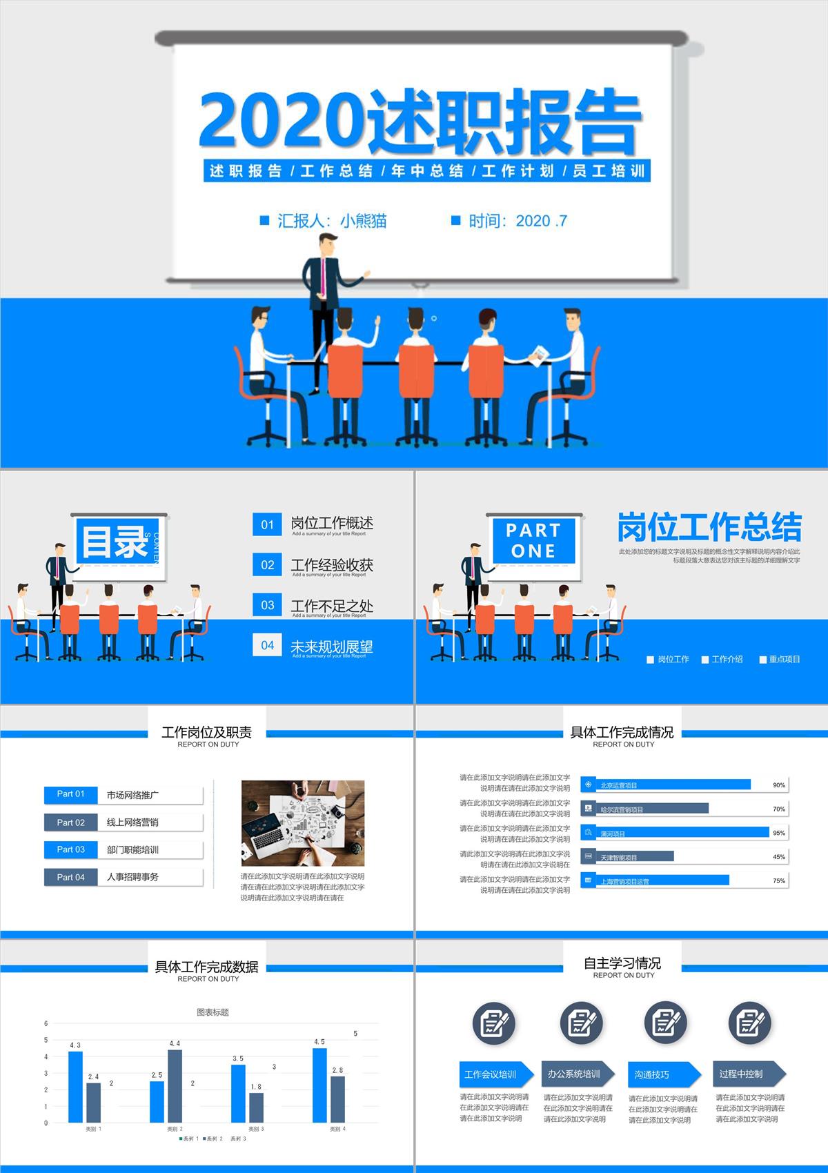 完整版述职报告PPT模板