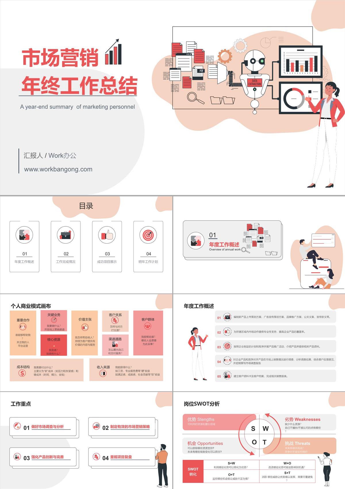 蓝色商务风行政部门上半年年终总结办公PPT (2)PPT模板