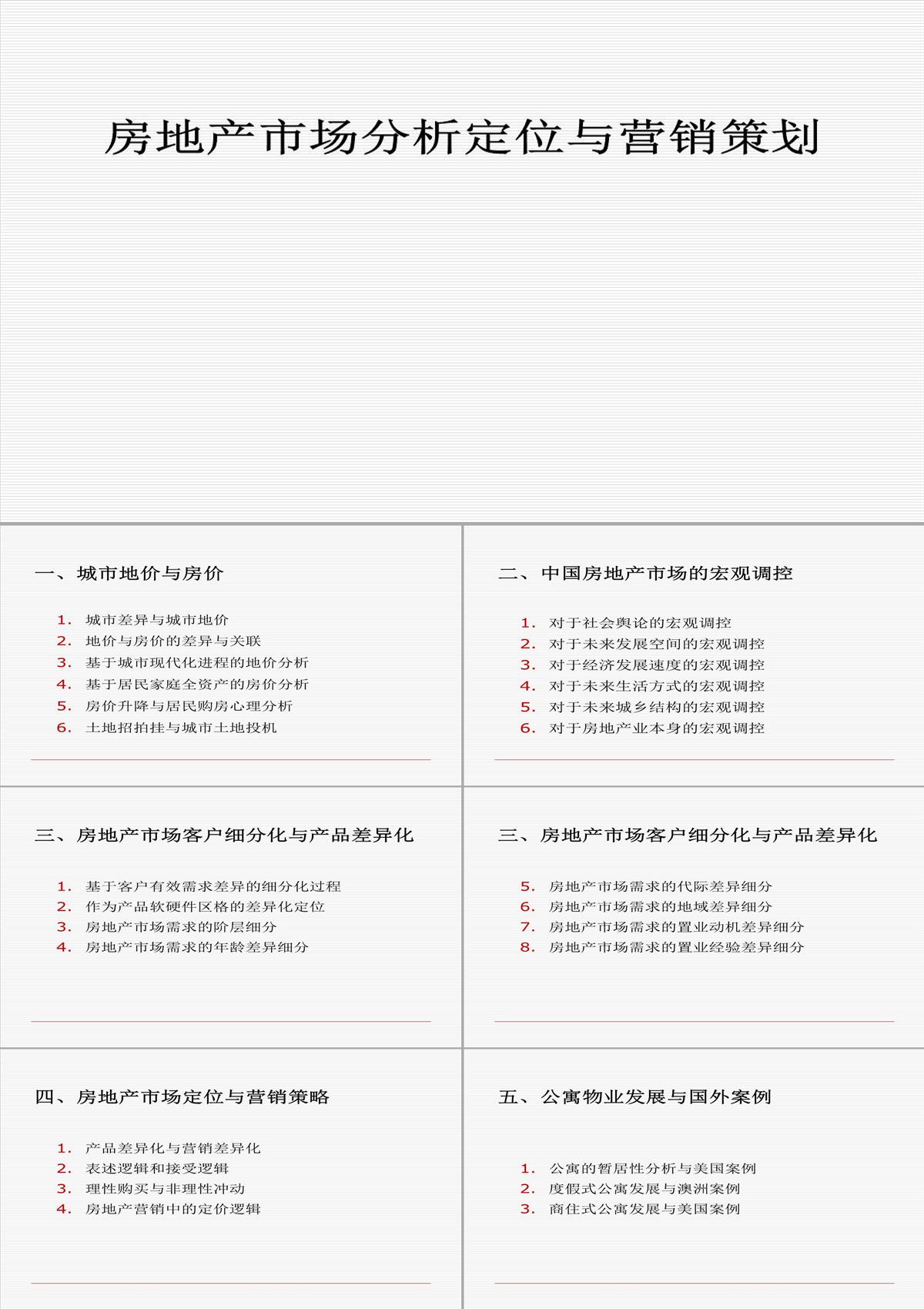 房地產(chǎn)市場(chǎng)分析定位與營(yíng)銷策劃PPT模板