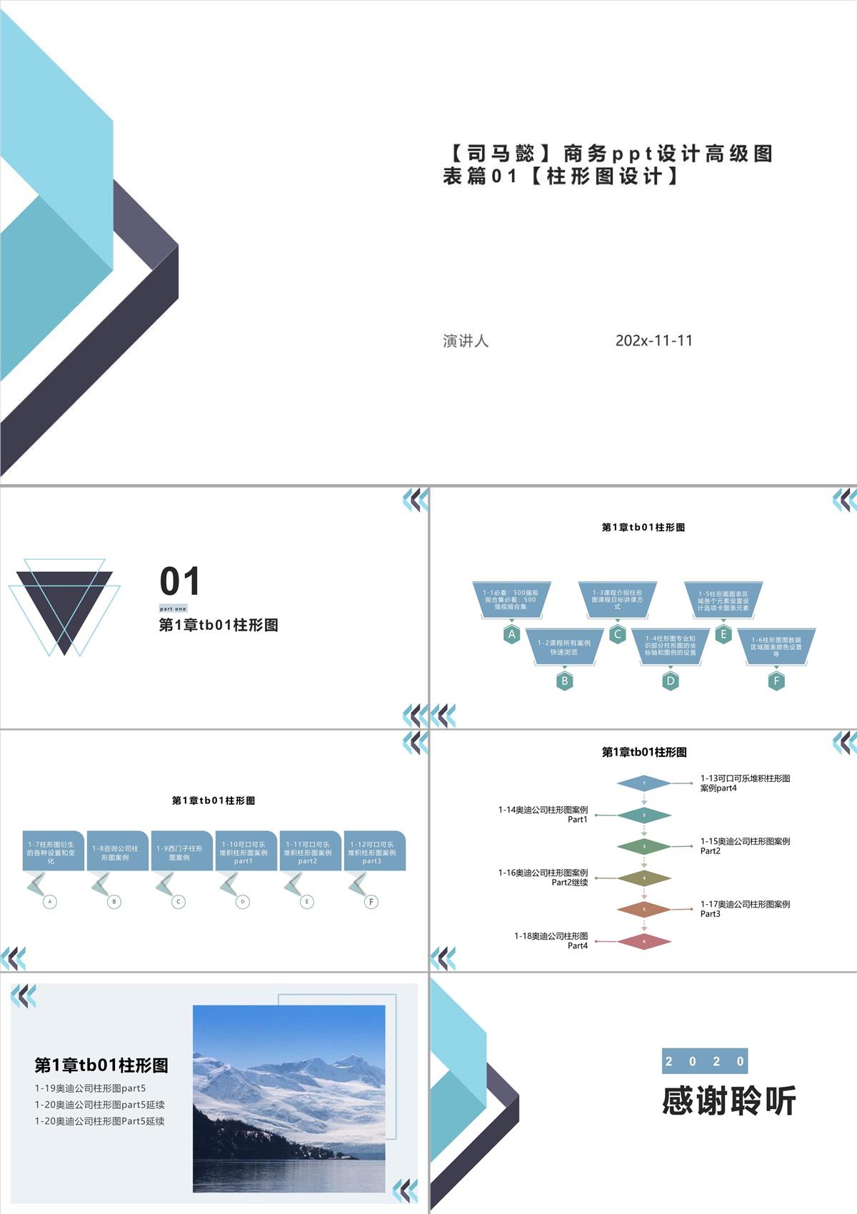 商务PPT设计高级图表篇01【柱形图设计】课件PPT模板