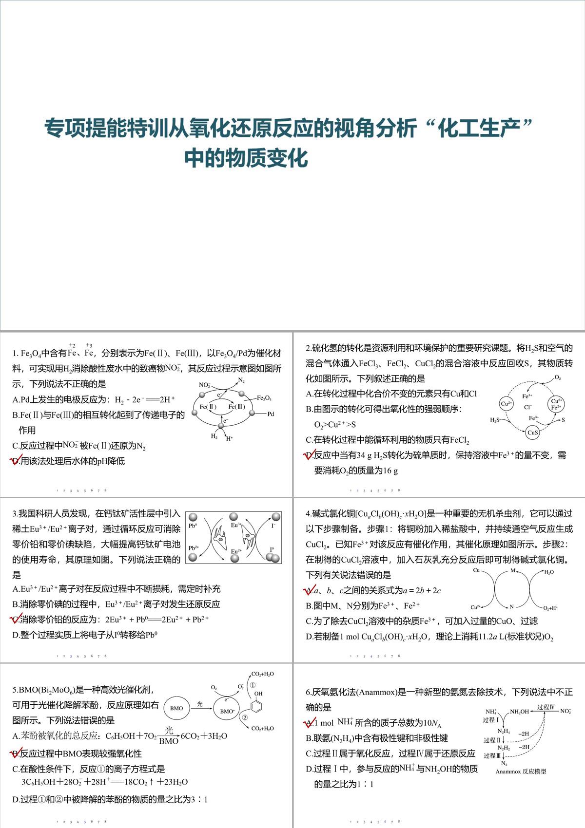 高三化学一轮复习课件：专项提能特训-从氧化还原反应的视角分析“化工生产”中的物质变化PPT模板