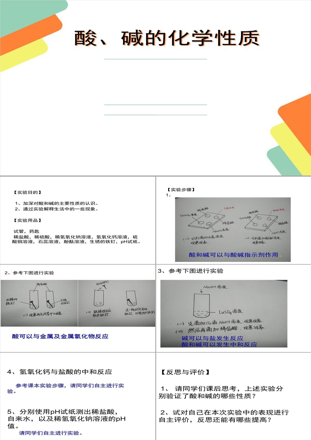 最新人教版九年级化学下册《十单元-酸和碱--实验活动6-酸、碱的化学性质》精品课课件-37PPT模板