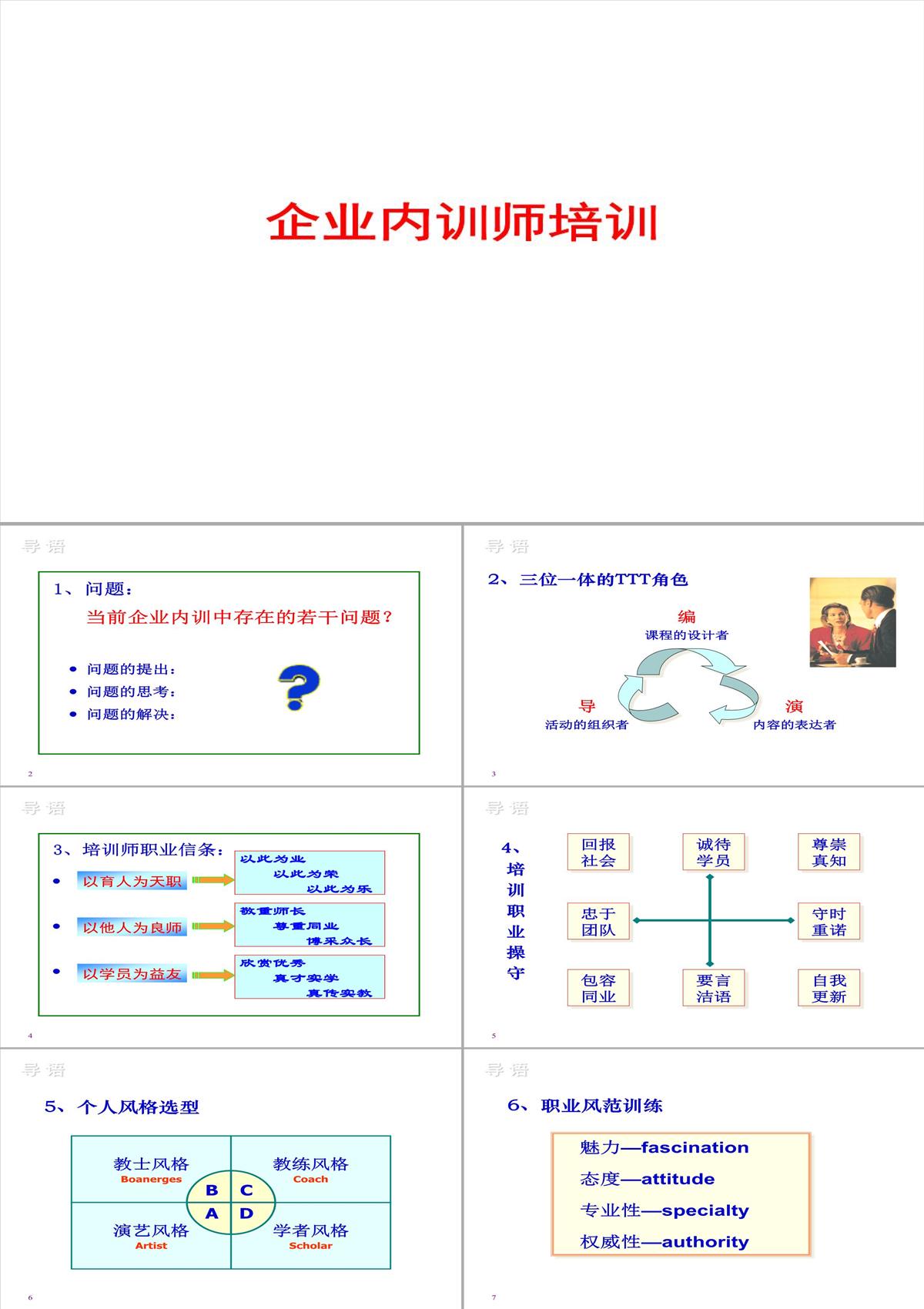 企業(yè)內(nèi)訓(xùn)師培訓(xùn)PPT模板