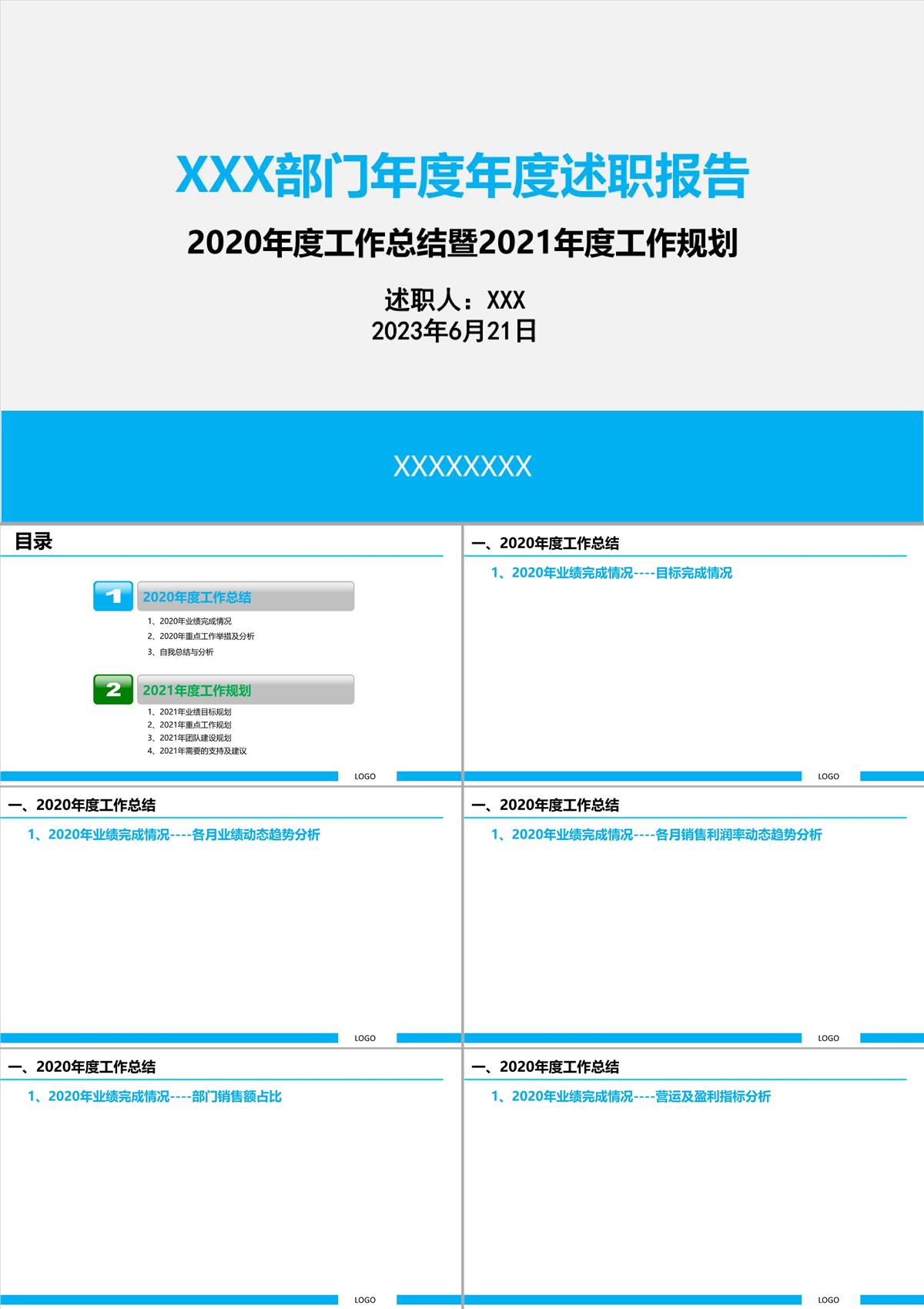 2023年度述职汇报PPT模板