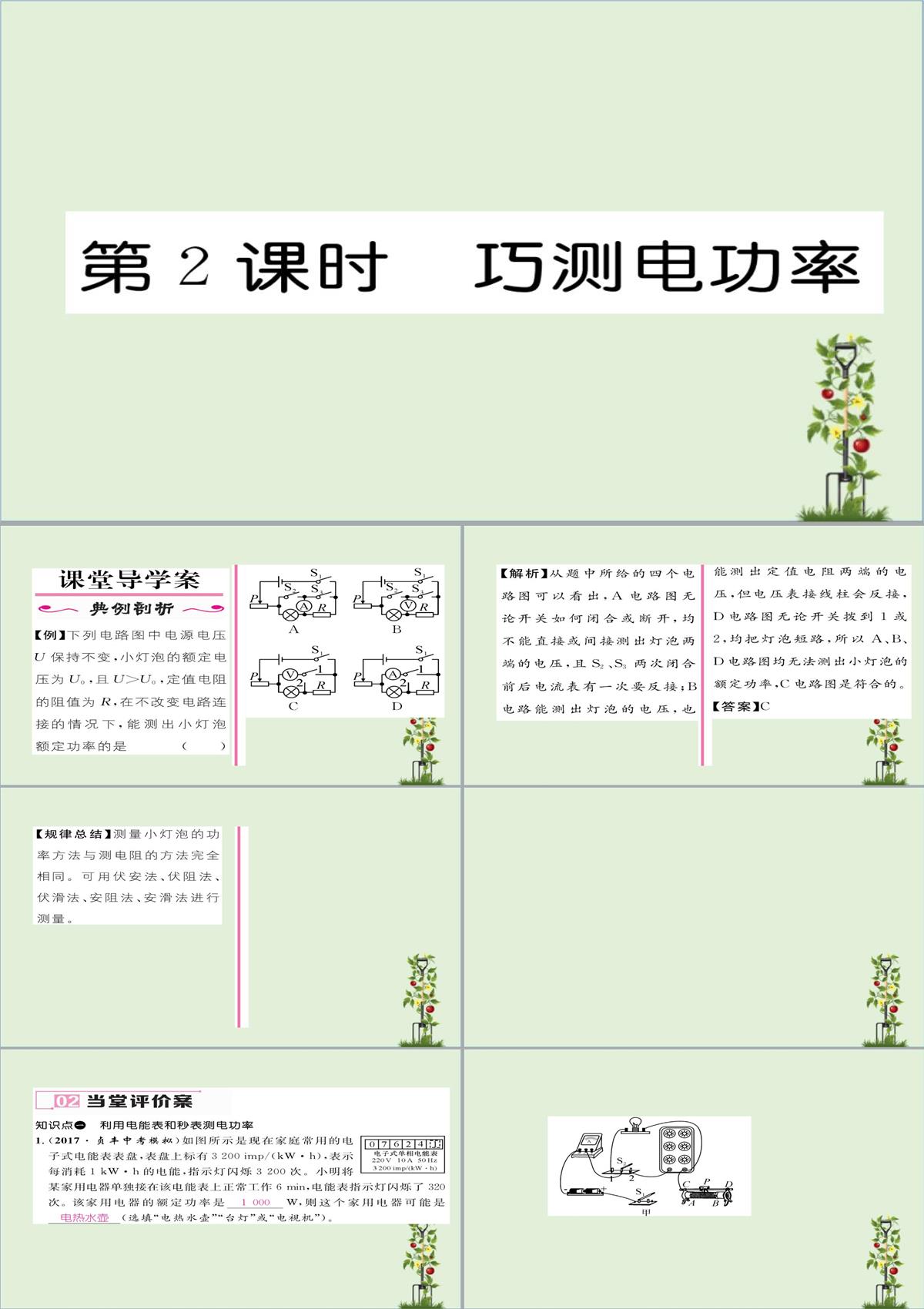 「精品」九年级物理全册第18章电功率第3节测量小灯泡的电功率第2课时巧测电功率习题课件新版新人教版-精品PPT模板