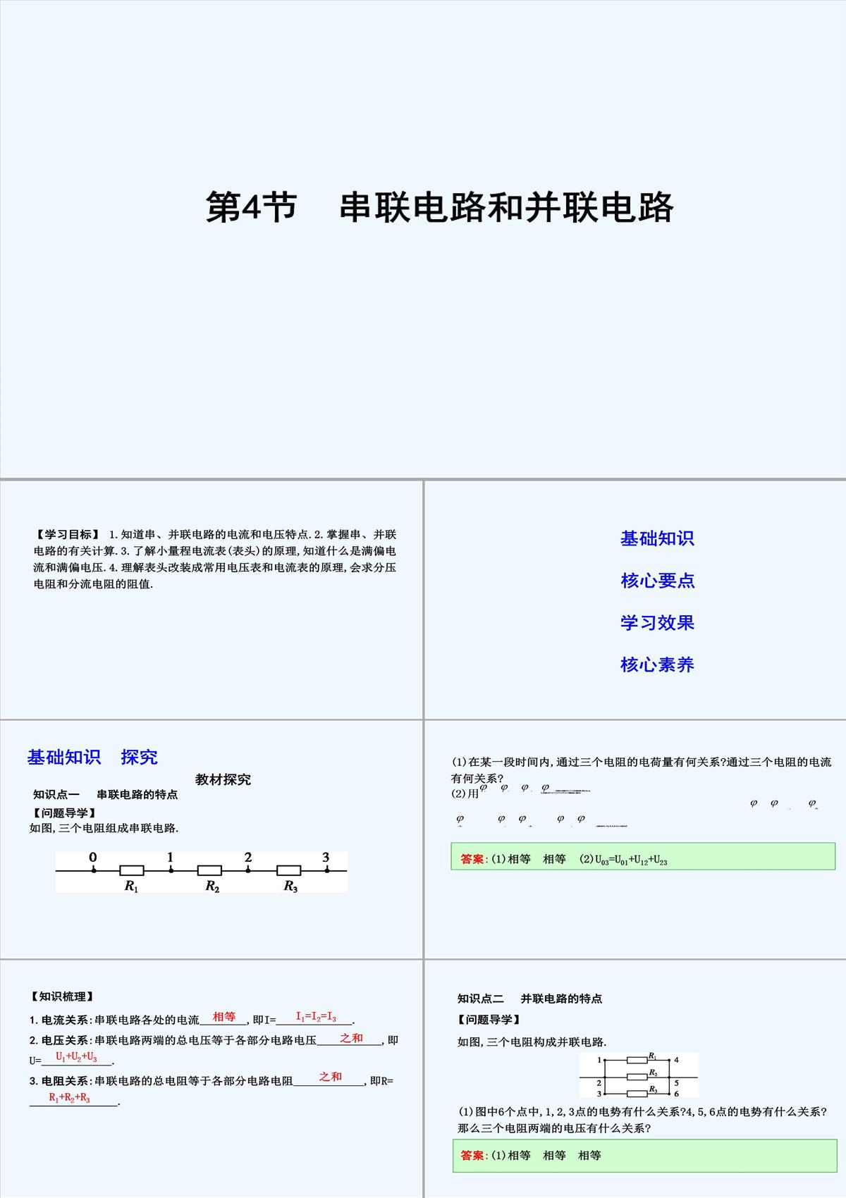 2018-2019學年《導與練》高二物理人教版選修3-1課件：第二章-第4節(jié)　串聯(lián)電路和并聯(lián)電路-PPT模板